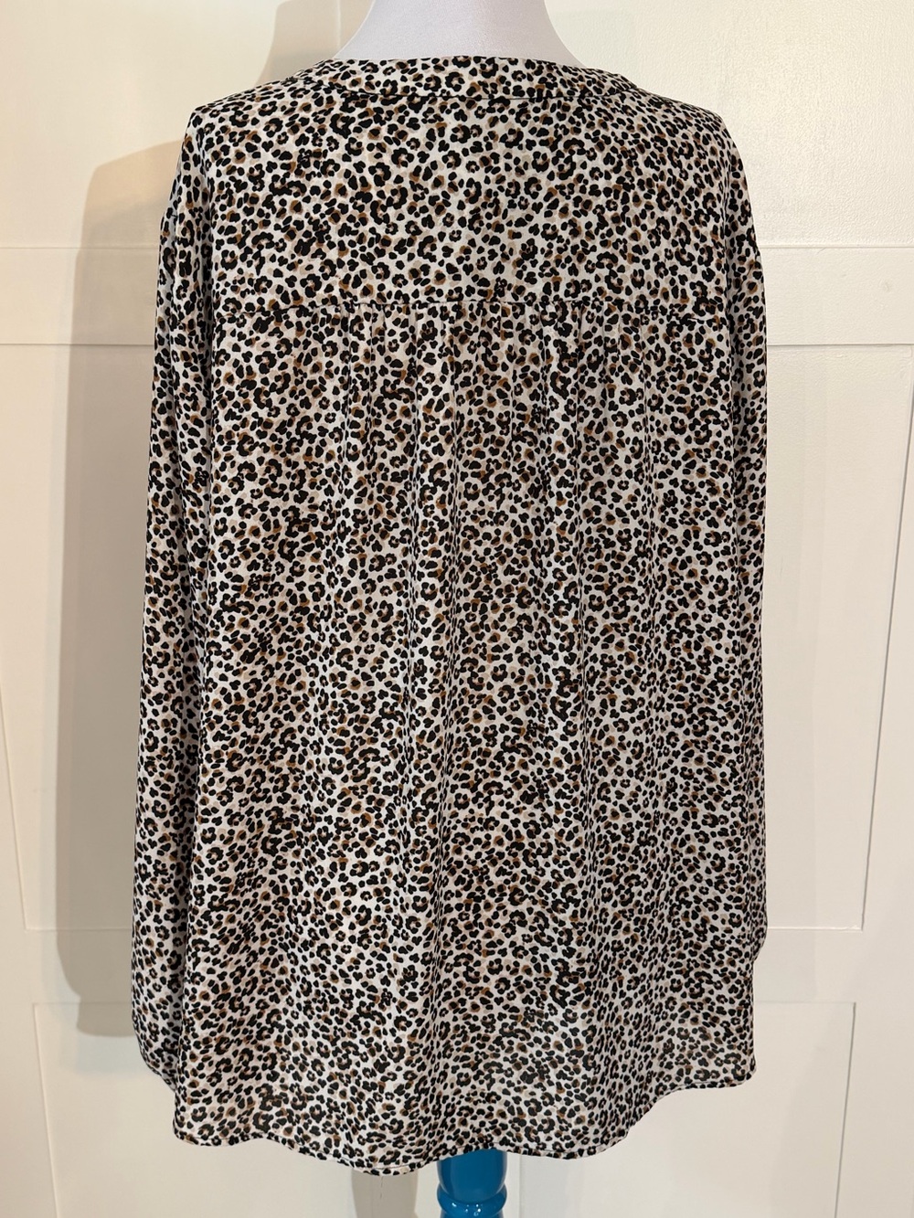 Anne Klein Leopard Print V-Neck Tunic - Brown & Black - Picture 2 of 5